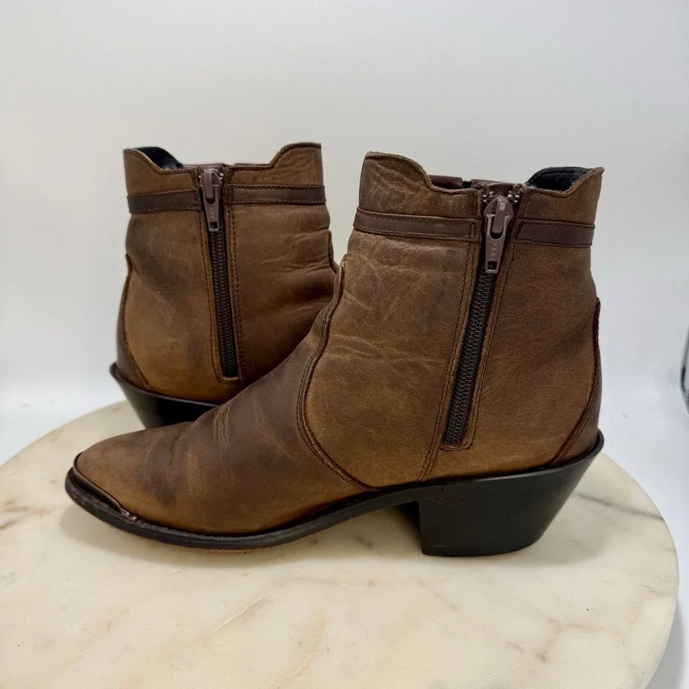 Durango RD864 Low Side Zip cowboy Brown Leather Ankle Boots Shoes Women's 6 M